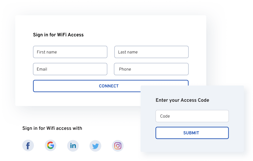 An image showing different types of login methods, such as social login and access code