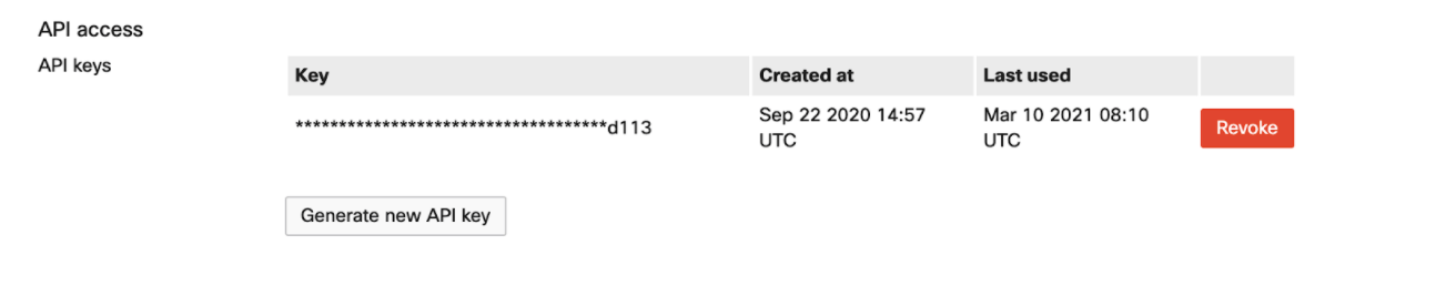 Meraki Dashboard API Key