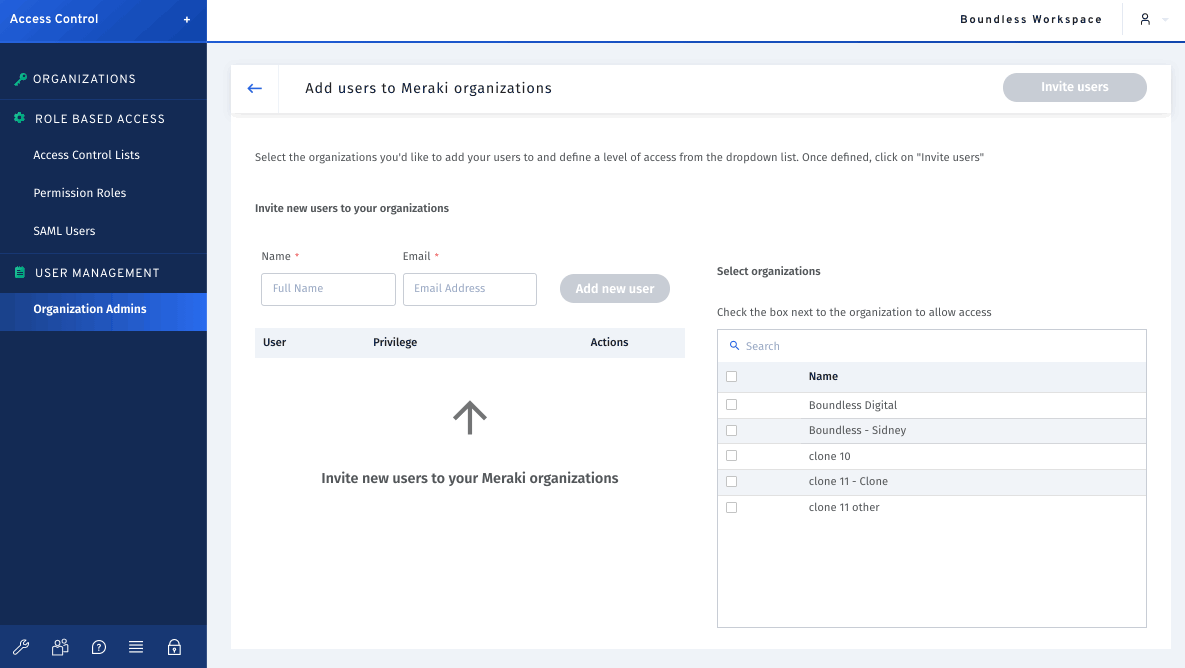 Boundless Access Control Meraki Apps RoleBased Access Control