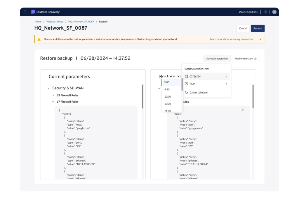 Boundless Safeguard Schedule Restore