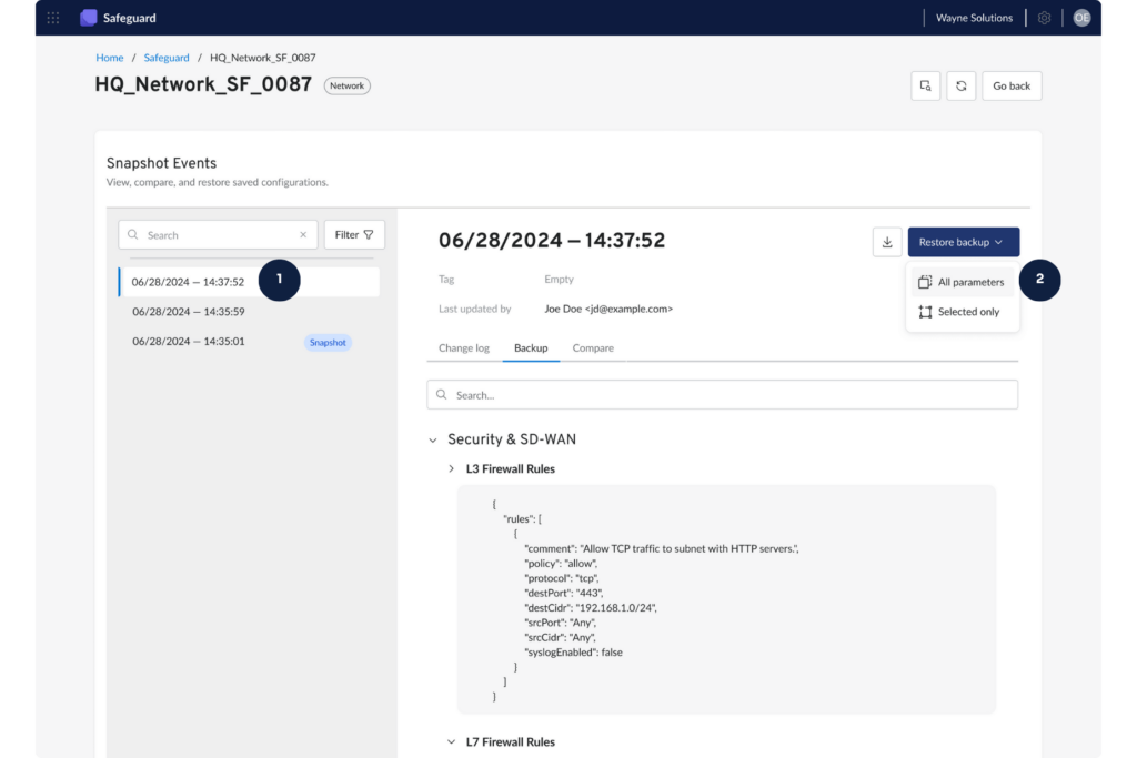 boundless safeguard snapshot event backup restore